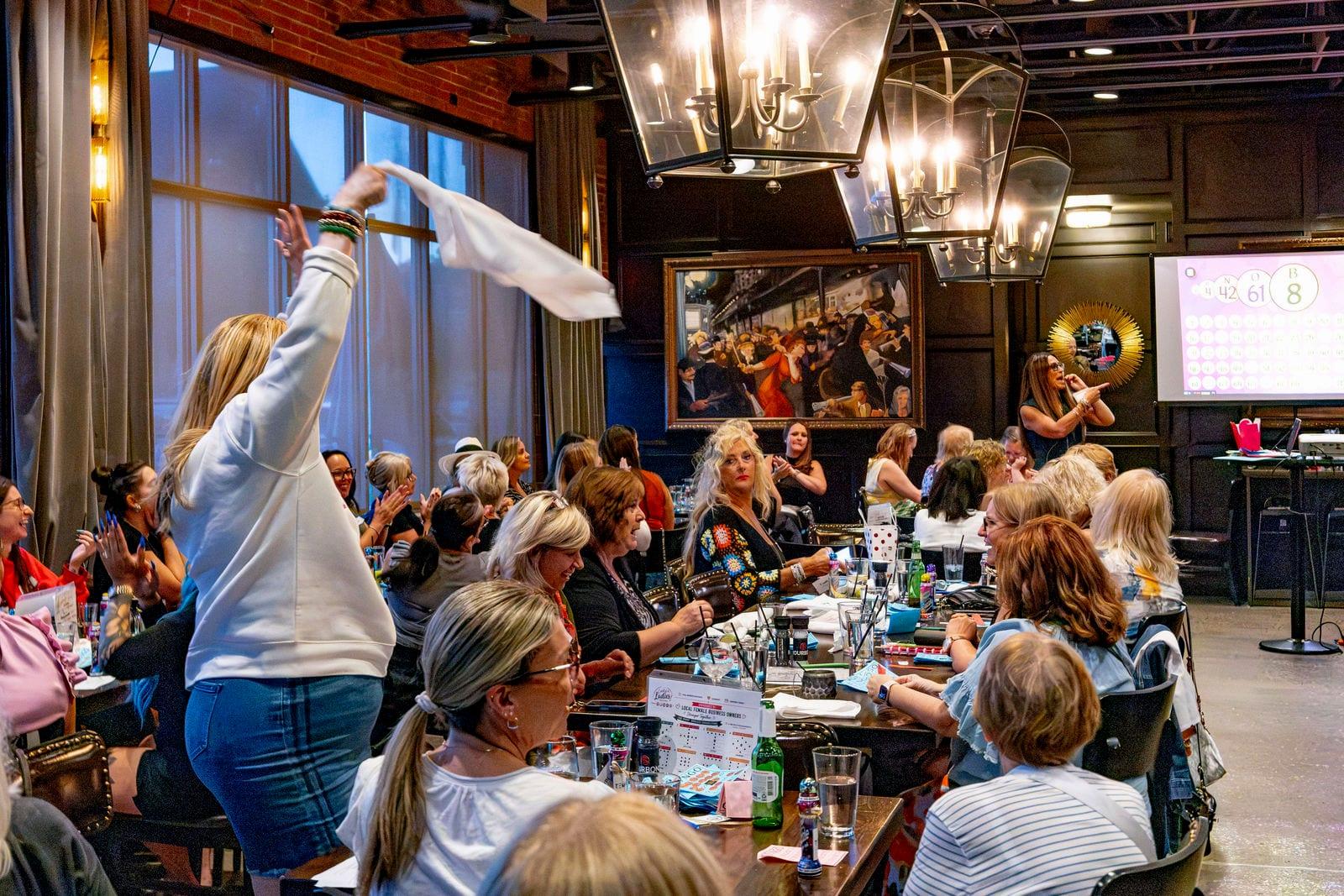 A full room of women at a Lucky Ladies night at Bourbons in Brighton